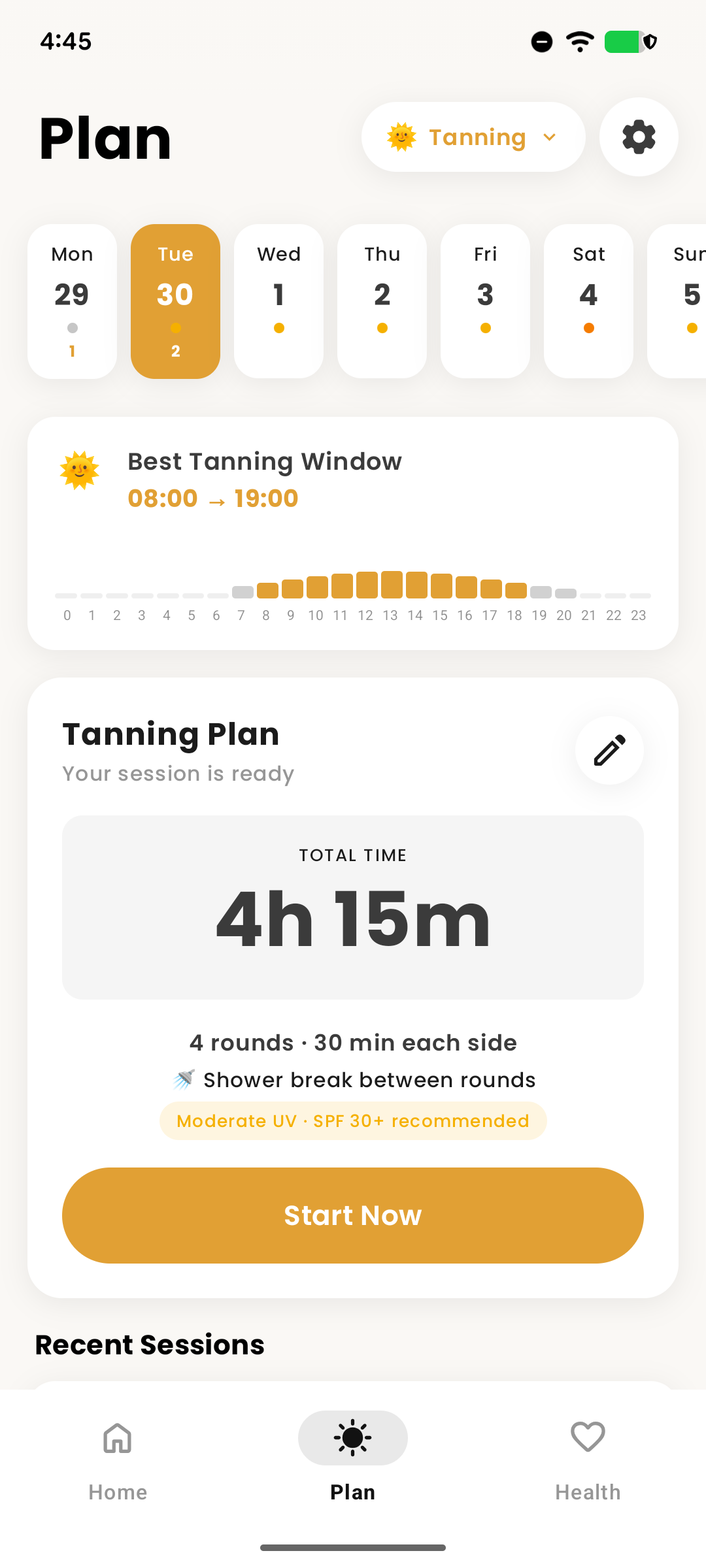Sunly tanning plan